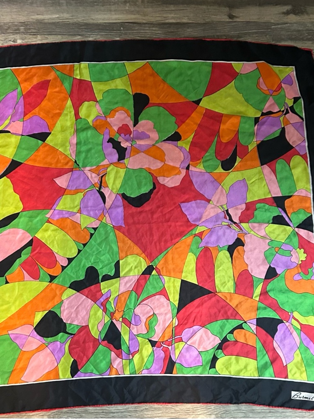 Vibrant Floral Multicolor Silk Scarf